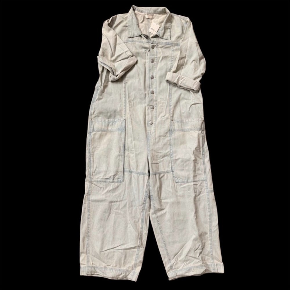 Free People We The Free Light Acid Wash Coveralls Sz L